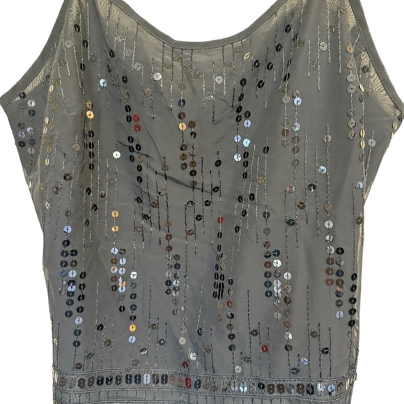 Vintage Y2K Cropped Sequin Cami Top Large Whimsigoth Fairy Glam Grunge Coquette - Picture 2 of 12